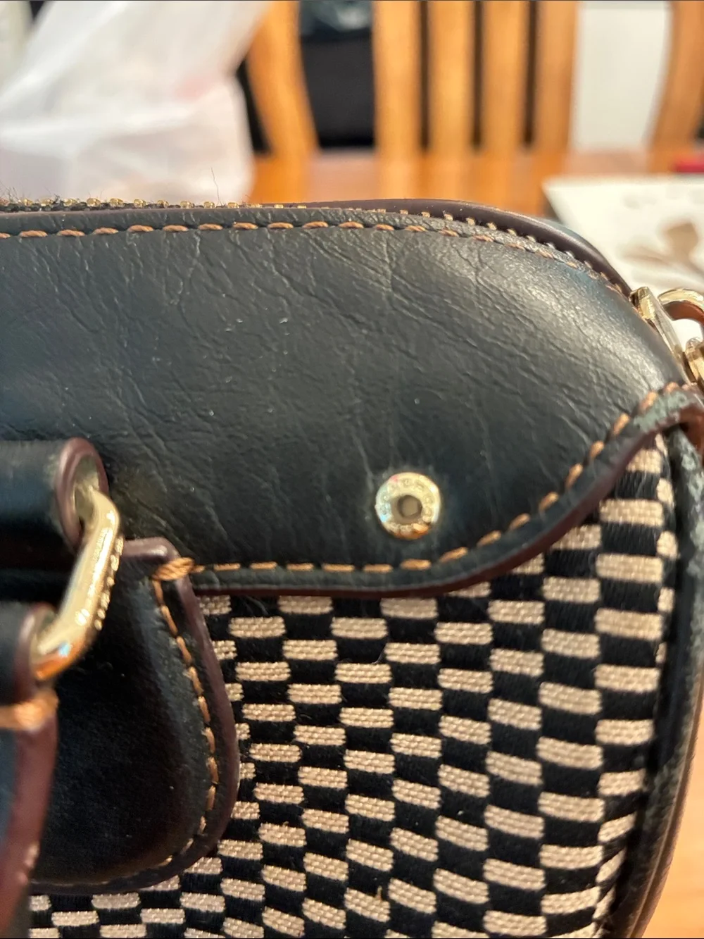 Coach Black & White Woven Satchel Bag